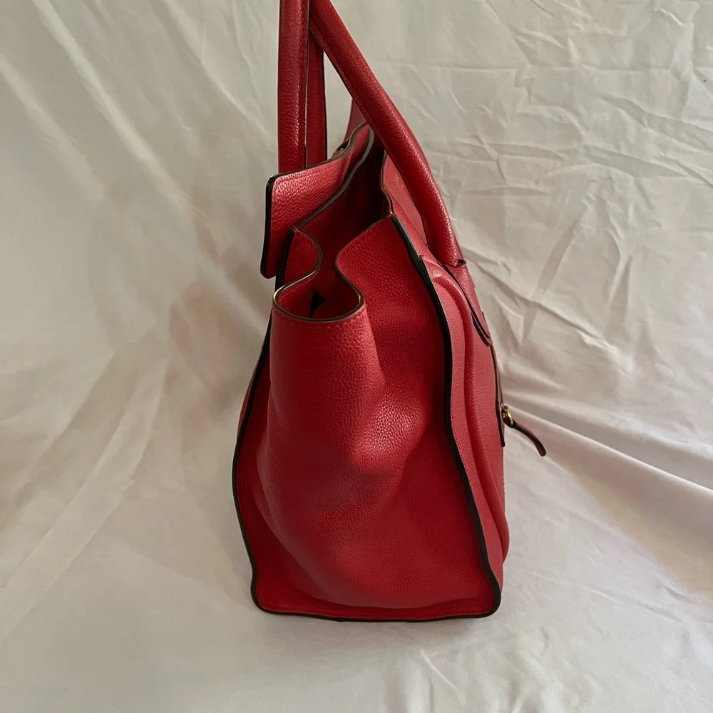 CELINE Luggage Micro 189793 Handbag Red Calfskin Women's Men's - Picture 4 of 8